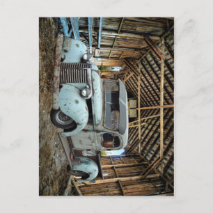 Carte Postale Vintage Blue Truck Rustic Grange