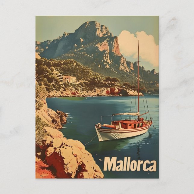 Carte postale vintage : Bonheur côtier à Majorque (Devant)