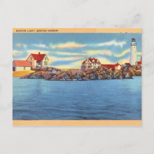 Carte Postale Vintage Boston Light, Boston Harbour
