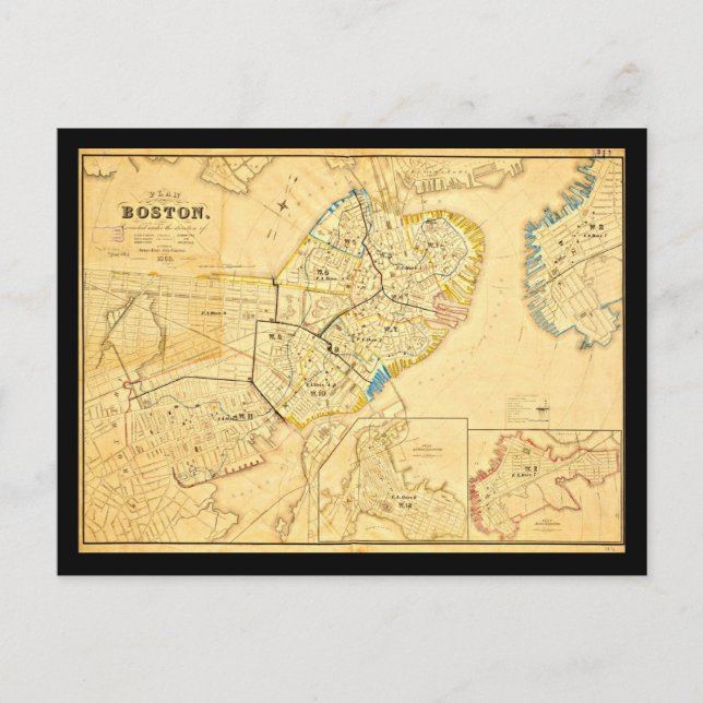 Carte postale Vintage Boston Maps-10 (Devant)