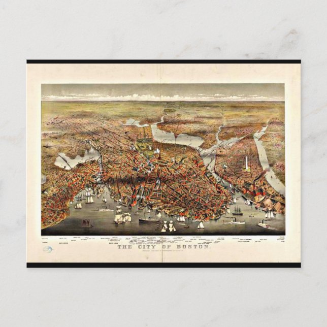 Carte postale Vintage Boston Maps-7 (Devant)