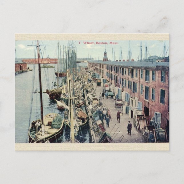 Carte postale vintage Boston Wharf (Devant)