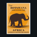 Carte Postale Vintage Botswana Afrique Parc national Eléphant<br><div class="desc">N'importe qui aimerait recevoir cette carte postale de voyage d'Afrique vintage avec une illustration rétro d'un éléphant dans le parc national de Chobe au Botswana,  en Afrique !</div>