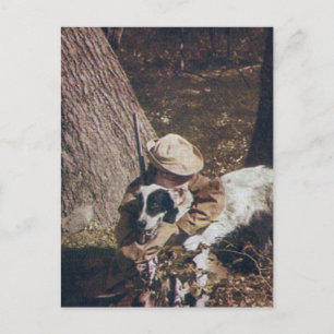 Carte Postale Vintage Boy et son chien de chasse