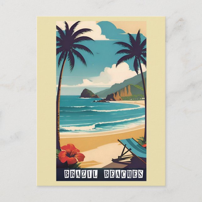 Carte Postale Vintage Brésil Tropical Beach Ocean Travel (Devant)