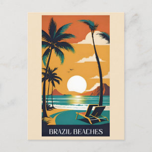 Carte Postale Vintage Brésil Tropical Beach Ocean Travel