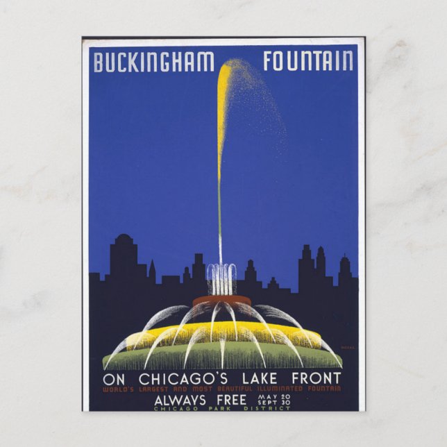 Carte postale vintage Buckingham Fountain Chicago (Devant)