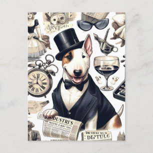 Carte Postale Vintage Bull Terrier Motif