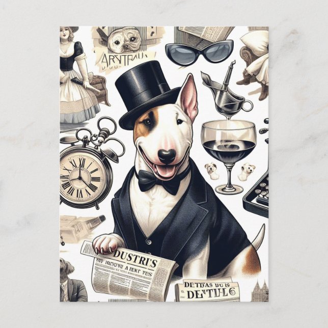 Carte Postale Vintage Bull Terrier Motif (Devant)