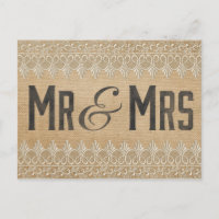 Vintage Burlap M & Mme Postcard