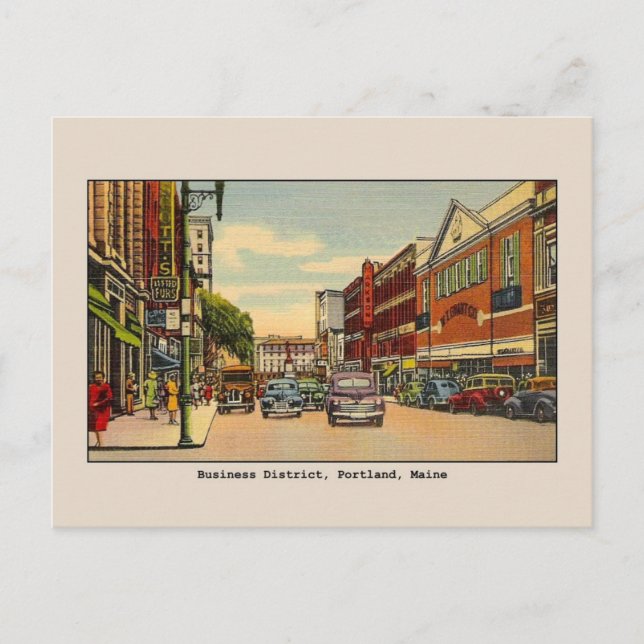 Carte Postale Vintage Business District, Portland, ME (Devant)