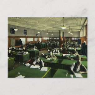 Carte Postale Vintage Business, Journalistes dans le bureau des