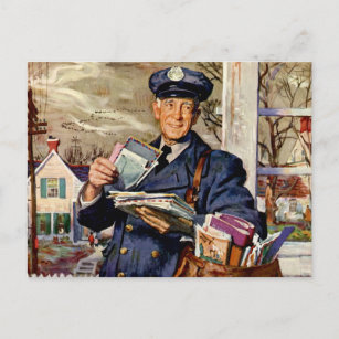 Carte Postale Vintage Business, Mailman Livrant des lettres
