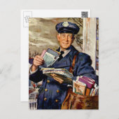 Carte Postale Vintage Business, Mailman Livrant des lettres (Devant / Derrière)