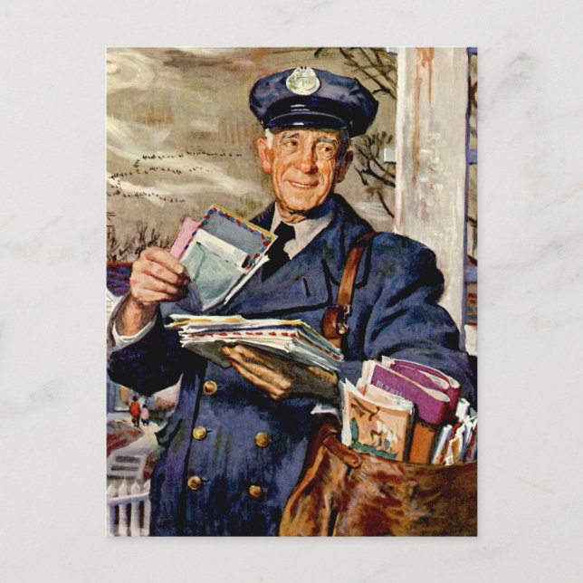 Carte Postale Vintage Business, Mailman Livrant des lettres (Devant)