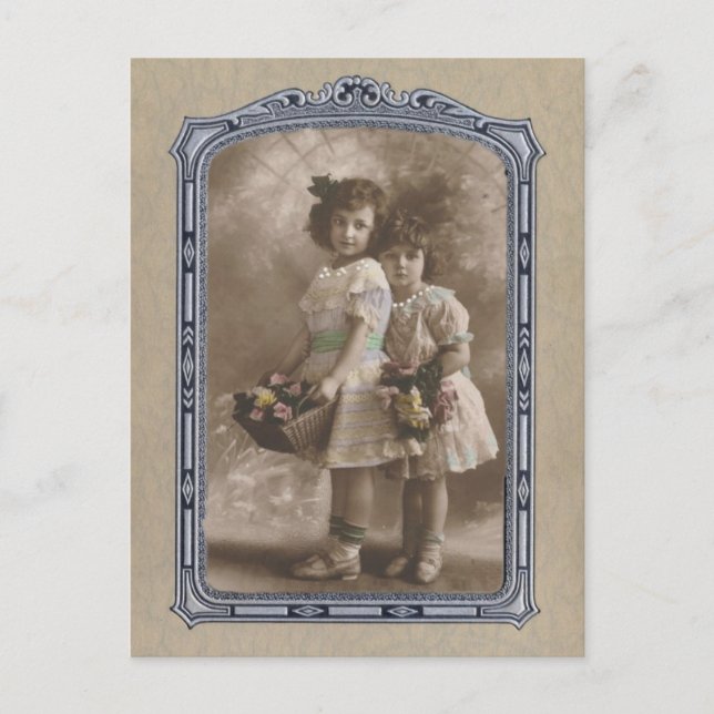 Carte Postale Vintage Cadre Adorable Filles (Devant)