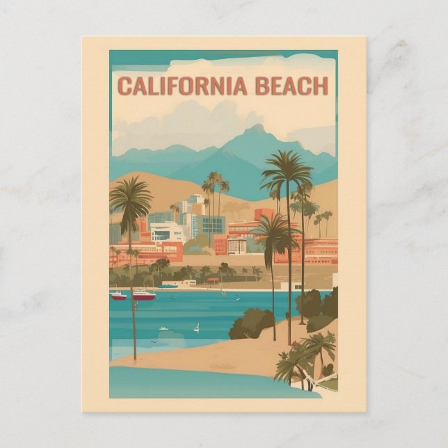 Carte Postale Vintage California Beach Retro Travel (Devant)
