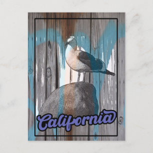 Carte Postale Vintage California Beach Seagull Travel