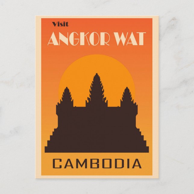 Carte Postale Vintage Cambodge Angkor Vat Temple Voyage (Devant)