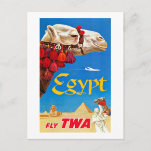 Carte Postale Vintage Camel and Pyramids