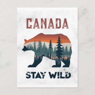 Carte postale vintage Canada Bear Stay Wild Travel