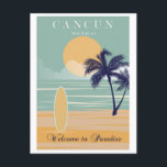 Carte Postale Vintage Cancun Mexique Tropical Beach Travel<br><div class="desc">N'importe qui aimerait recevoir cette carte postale de voyage vintage mexicaine illustrant de façon rétro une plage tropicale à Cancun,  au Mexique !</div>