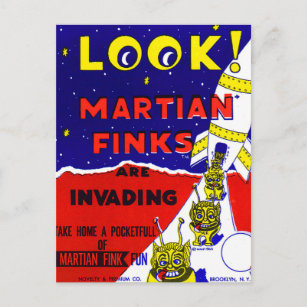 Carte Postale Vintage Candy Martian Finks