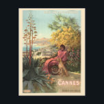Carte Postale Vintage Cannes France Côte d'Azur<br><div class="desc">N'importe qui aimerait recevoir cette carte postale de voyage avec une illustration rétro de la ville de Cannes,  France sur la Côte d'Azur !</div>