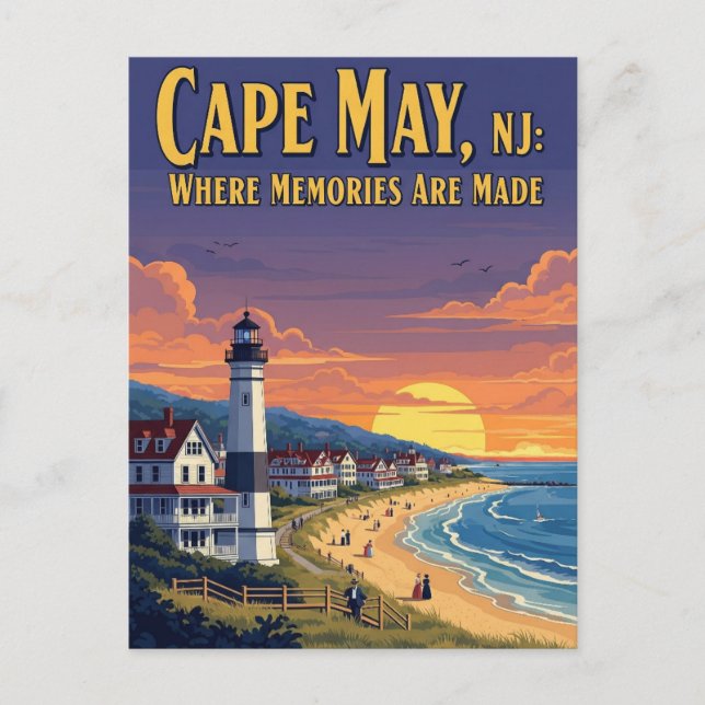 Carte Postale Vintage Cape May New Jersey Travel (Devant)