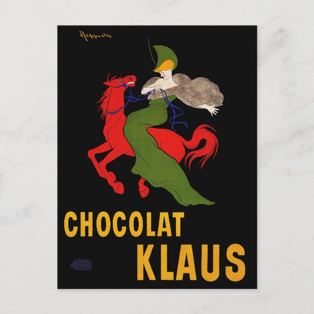 Carte postale vintage : Cappiello - Chocolat Klaus (Devant)