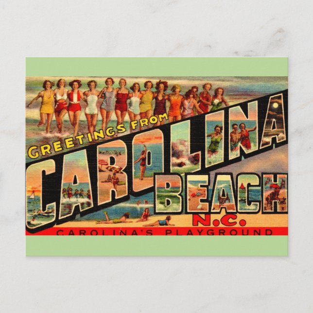 Carte postale vintage Carolina Beach NC (Devant)