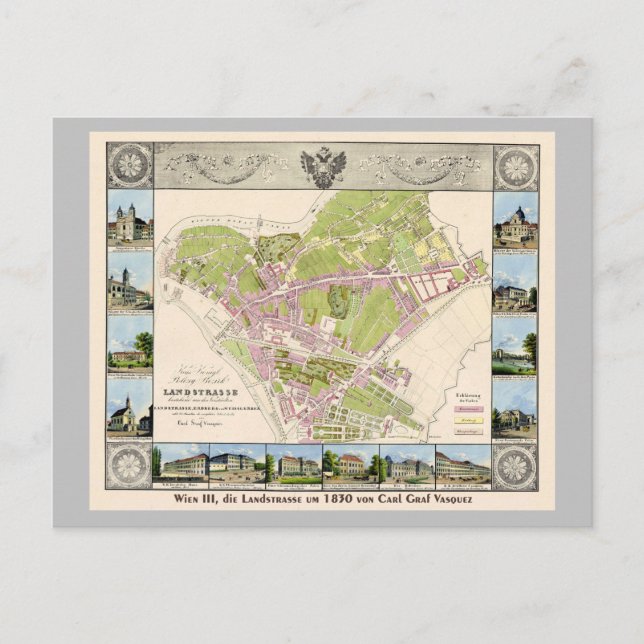Carte Postale Vintage Carton Autriche Vienne | Landstrasse 1830 (Devant)