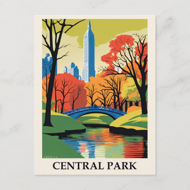 Carte Postale Vintage Central Park New York City Travel (Devant)