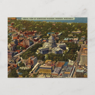 Carte Postale Vintage, Centre-ville de Madison, Wisconsin
