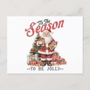 Carte Postale Vintage C'Est La Saison D'Être Jolly Père Noël