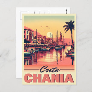 Carte Postale Vintage Chania City Crète grèce vacances grèce