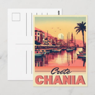 Carte Postale Vintage Chania City Crète grèce vacances grèce