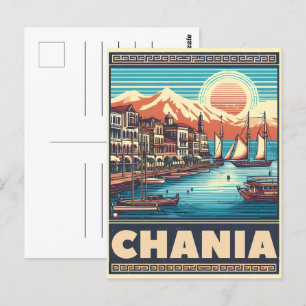 Carte Postale Vintage Chania City Crète grèce vacances grèce