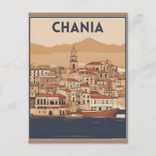Carte Postale Vintage Chania City Souvenirs cree grèce voyage
