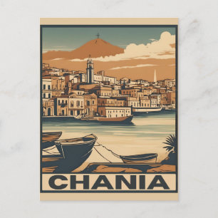 Carte Postale Vintage Chania City Souvenirs cree grèce voyage