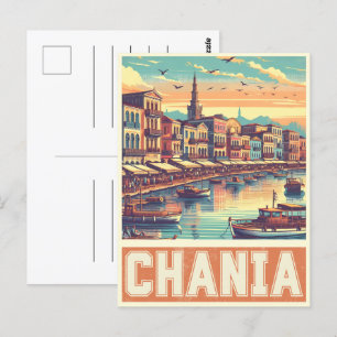 Carte Postale Vintage Chania City Souvenirs cree grèce voyage