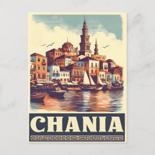 Carte Postale Vintage Chania City Souvenirs cree grèce voyage