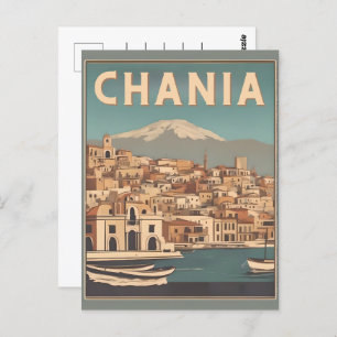 Carte Postale Vintage Chania City Souvenirs cree grèce voyage