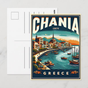 Carte Postale Vintage Chania Ville créte grèce vacances