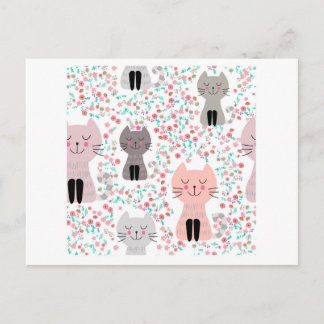 Carte Postale Vintage chatte mignonne chatte chat dans le jardin