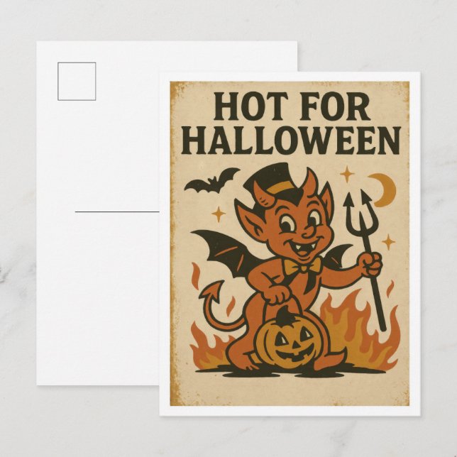 Carte Postale Vintage chaud pour Halloween (Devant / Derrière)