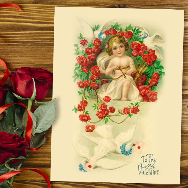 Carte postale vintage Cherub Valentine (Créateur téléchargé)
