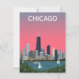 Carte Postale Vintage Chicago City Skyline Travel