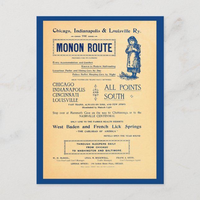 Carte Postale Vintage Chicago Indianopolis Louisville (Devant)