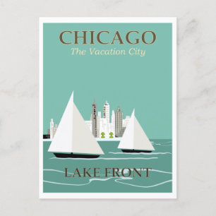 Carte Postale Vintage Chicago Lake